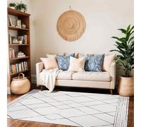 Livabliss Linkka Wohnzimmer Boho, großer Schlafzimmer 160x213 cm für Esszimmer mit geometrischem Muster, Skandinavischer Wohnzimmer Modern in Creme, Orange, Braun
