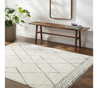 Livabliss Linkka Wohnzimmer Boho, großer Schlafzimmer 200x275 cm für Esszimmer mit geometrischem Muster, Skandinavischer Wohnzimmer Modern in Schwarz und Creme