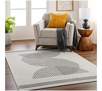 Livabliss Livorno Tapis Moderne Abstrait - Tapis Salon, Salle à Manger, Chambre Adulte et Ado, Cuisine - Tapis Design Marbre Moucheté Multicolore, Tapis Poil Ras Doux 152x213cm - Blanc Cassé et Gris