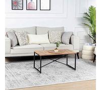 Livabliss Marrakech Tapis Vintage - Tapis de Salon, Salle à Manger, Chambre, Cuisine - Boheme Chic, Design Traditionnel Oriental Multicolore, Coloré Poil Court 140x200 cm - Gris et Crème