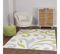 Livabliss Marseille Tapis Moderne Abstrait - Tapis Salon, Salle à Manger, Chambre Adulte et Ado, Cuisine - Design Marbre Moucheté Multicolore, Poil Ras Doux 120x170 cm - Blanc, Vert, Gris