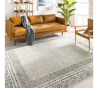 Livabliss Monaco Tapis Géométrique Scandinave - Grand Tapis Salon, Salle à Manger, Chambre, Cuisine - Design Boheme Chic, Berbere Moderne, Poil Court 200x274 cm - Gris, Beige