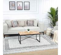 Livabliss Monaco Wohnzimmer Boho, großer Schlafzimmer 160x213 cm,Esszimmer mit geometrischem Muster, Skandinavischer Wohnzimmer Modern in Grau, Schwarz, Creme