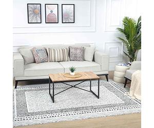 Livabliss Monaco Wohnzimmer Boho, großer Schlafzimmer 160x213 cm,Esszimmer mit geometrischem Muster, Skandinavischer Wohnzimmer Modern in Grau, Schwarz, Creme