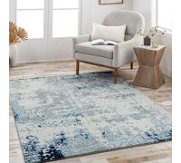 Livabliss Moroni Wohnzimmer Modern - Abstrakt Design in Marmor Optik für Wohnzimmer 200x275 cm, Esszimmer, Schlafzimmer - Marmor Look, weicher Kurzflor in Silber, Blau, Grau