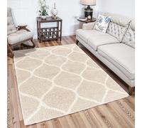 Livabliss Mostar Shaggy Berber - Flauschiger groß für Wohnzimmer, Esszimmer, Schlafzimmer, Langflor Hochflor e flauschig - 160x220 cm, Wohnzimmer in Hellbeige und Weiß