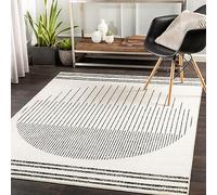 Livabliss Nairobi Tapis géométrique scandinave pour Salon, Salle à Manger, Cuisine - Neutre à Motifs Abstraits, Style bohème, Facile d'entretien, 200 x 274 cm, Ivoire, Noir et crème