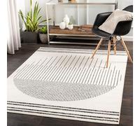 Livabliss Nairobi Tapis Géométrique Scandinave - Grand Tapis Salon, Salle à Manger, Chambre, Cuisine - Design Boheme Chic, Berbere Moderne, Poil Court 140x200 cm - Ivoire, Noir