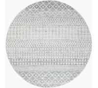 Livabliss Nice Géométrique Scandinave - Grand Salon, Salle à Manger, Chambre, Cuisine - Design Boheme Chic, Berbere Moderne, Poil Court 160 cm Rond - Gris et Blanc