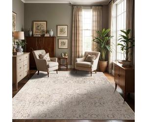Livabliss Oran Vintage - de Salon, Salle à Manger, Chambre, Cuisine - Boheme Chic, Design Traditionnel Oriental Multicolore, Coloré Poil Court 130x170 cm - Gris, Charbon, Moutarde