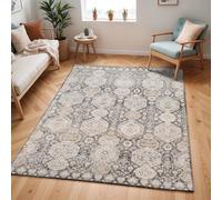 Livabliss Oran Vintage groß - Orientalischer Wohnzimmer 130x180 cm, Esszimmer, Schlafzimmer - Boho Kurzflor e für einfache Pflege - Schwarz, Grau, Holzkohle, Senfgelb, Beige, Elfenbein
