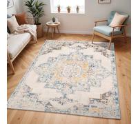 Livabliss Orlando Tapis Vintage - Tapis de Salon, Salle à Manger, Chambre, Cuisine - Boheme Chic, Design Traditionnel Oriental Multicolore, Coloré Poil Court 157x213 cm - Bleu, Moutarde