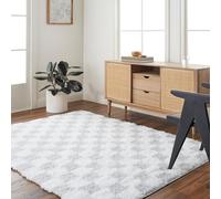 Livabliss Ormoc Tapis Shaggy Berbere - Tapis Salon, Salle à Manger, Chambre Adulte et Ado, Cuisine - Poil Long Moelleux et Doux, Beige Motif Berbère, Carpette Chambre 160x220 cm - Noir et Blanc