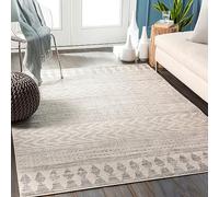 Livabliss Oslo Tapis Géométrique Scandinave - Grand Tapis Salon, Salle à Manger, Chambre, Cuisine - Design Boheme Chic, Berbere Moderne, Poil Court 120x170 cm - Blanc et Gris