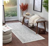 Livabliss Palermo Tapis Vintage - Tapis de Salon, Salle à Manger, Chambre, Cuisine - Boheme Chic, Design Traditionnel Oriental Multicolore, Coloré Poil Court 80x150 cm - Ivoire et Gris