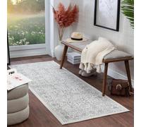 Livabliss Palermo Tapis Vintage - Tapis de Salon, Salle à Manger, Chambre, Cuisine - Boheme Chic, Design Traditionnel Oriental Multicolore, Coloré Poil Court 80x220 cm - Ivoire et Gris