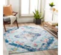 Livabliss Palma Vintage - de Salon, Salle à Manger, Chambre, Cuisine - Boheme Chic, Design Traditionnel Oriental Multicolore, Coloré Poil Court 200x274 cm - Bleu, Moutarde