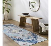 Livabliss Palma Vintage - de Salon, Salle à Manger, Chambre, Cuisine - Boheme Chic, Design Traditionnel Oriental Multicolore, Coloré Poil Court 80x220 cm - Bleu, Moutarde