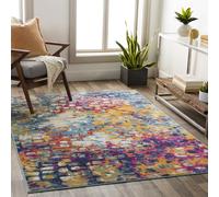 Livabliss Palma Vintage - de Salon, Salle à Manger, Chambre, Cuisine - Boheme Chic, Design Traditionnel Oriental Multicolore, Coloré Poil Court 100x153 cm - Bleu, Moutarde