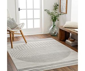 Livabliss Pratolino Géométrique Scandinave - Grand Salon, Salle à Manger, Chambre, Cuisine - Design Boheme Chic, Berbere Moderne, Poil Court 160x216 cm - Crème et Gris