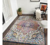 Livabliss Rabat Vintage - de Salon, Salle à Manger, Chambre, Cuisine - Boheme Chic, Design Traditionnel Oriental Multicolore, Coloré Poil Court 160x230 cm - Rose, Orange