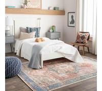 Livabliss Rodas Tapis de Salon, Salle à Manger, Chambre, Cuisine - Tapis Lavable en Machine, Poil Court - Tapis Vintage Ethnique, Boheme Chic, Tapis Coloré Oriental, 160x220cm - Orange, Bleu, Beige