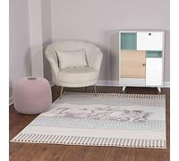 Livabliss Safari Tapis Chambre Enfant Beige, Brun, Rose, Bleu - Tapis Enfant Poil Court Coloré et Doux pour Chambres à Coucher, Salle de Jeu - Carpette Chambre Fille, Garçon, Bébé - 160x213 cm