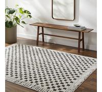 Livabliss Sanluri Ébouriffé - Modernes Salon 160x213 cm, Doux et hirsutiers pour Chambre - Moelleux et géométrique Abstrait, Easy Care, Poil épais en Peluche - Grand, Ivoire et Noir