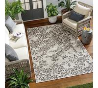 Livabliss Serik Tapis Exterieur Terrasse Balcon, Véranda, Patio - Moderne Abstrait Marbre Moucheté - Tapis Jardin Extérieur et Intérieur Boheme Chic Oriental 80x150 cm - Gris Anthracite, Ivoire