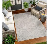 Livabliss Serik Tapis Exterieur Terrasse Balcon, Véranda, Patio - Moderne Abstrait Marbre Moucheté - Tapis Jardin Extérieur et Intérieur Boheme Chic Oriental 120x170 cm - Ivoire, Gris Clair