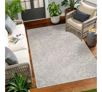 Livabliss Serik Tapis Exterieur Terrasse Balcon, Véranda, Patio - Moderne Abstrait Marbre Moucheté - Tapis Jardin Extérieur et Intérieur Boheme Chic Oriental 160x213 cm - Ivoire, Gris Clair