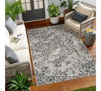 Livabliss Serik Tapis Exterieur Terrasse Balcon, Véranda, Patio - Moderne Abstrait Marbre Moucheté - Tapis Jardin Extérieur et Intérieur Boheme Chic Oriental 160x213 cm - Gris Anthracite, Ivoire