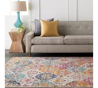 Livabliss Sicily Tapis Vintage - Tapis de Salon, Salle à Manger, Chambre, Cuisine - Boheme Chic, Design Traditionnel Oriental Multicolore, Coloré Poil Court 80X365 cm - Moutarde, Bleu