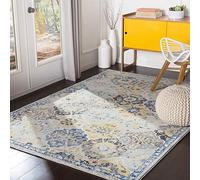 Livabliss Sicily Tapis Vintage - Tapis de Salon, Salle à Manger, Chambre, Cuisine - Boheme Chic, Design Traditionnel Oriental Multicolore, Coloré Poil Court 160x220 cm - Moutarde, Orange