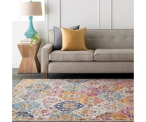 Livabliss Sicily Tapis Vintage - Tapis de Salon, Salle à Manger, Chambre, Cuisine - Boheme Chic, Design Traditionnel Oriental Multicolore, Coloré Poil Court 80X365 cm - Moutarde, Bleu