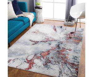 Livabliss Surya New York Tapis de Salon Moderne - Design Abstrait Aspect marbre pour Salon, Salle à Manger, Chambre à Coucher - Grand Tapis Doux à Poils Courts Bordeaux et Gris