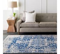 Livabliss Syracusa Tapis Vintage - Tapis de Salon, Salle à Manger, Chambre, Cuisine - Boheme Chic, Design Traditionnel Oriental Multicolore, Coloré Poil Court 120x170 cm - Bleu, Beige, Gris