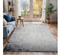 LIVABLISS Tapis de Salon à Poils Courts Doux Abstrait Moderne ALIX 140x200cm Blanc/Gris