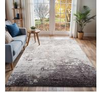 LIVABLISS Tapis de Salon à Poils Courts Doux Abstrait Moderne FIONA 160x220cm Gris/Blanc