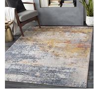 LIVABLISS Tapis de Salon à Poils Courts Doux Abstrait Moderne VALERIE 120x170cm Multicolore/Orange