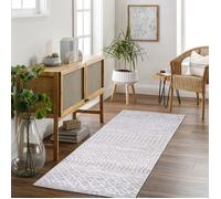 LIVABLISS Tapis de Salon à Poils Courts Doux Scandinave Bohème MILA 80x150cm Gris/Blanc