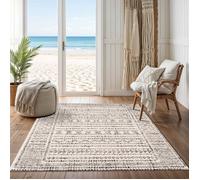 LIVABLISS Tapis de Salon à Poils Courts Doux Scandinave Bohème OLIMPIA 152x213cm Blanc/Noir
