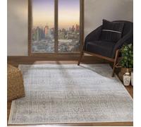 LIVABLISS Tapis de Salon à Poils Courts Doux Vintage Oriental DANIA 160x215cm Gris/Ivoire