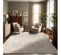 LIVABLISS Tapis de Salon à Poils Courts Doux Vintage Oriental LOTUS 130x170cm Gris/Beige