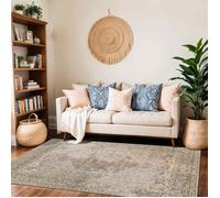 LIVABLISS Tapis Lavable Machine Vintage Oriental BOKA 160x213cm Vert/Brun