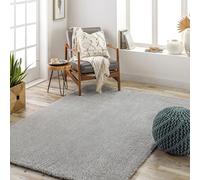 Livabliss Tapis Shaggy Epais - Tapis Salon, Salle à Manger, Chambre Adulte et Ado, Cuisine - Poil Long Moelleux et Doux Monochrome, Motif Berbère, Carpette Chambre Uni 160x213 cm - Gris Clair
