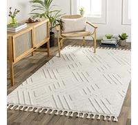 Livabliss Vientiane Tapis Géométrique Scandinave - Grand Tapis Salon, Salle à Manger, Chambre, Cuisine - Design Boheme Chic, Berbere Moderne, Poil Court 160x213 cm - Crème