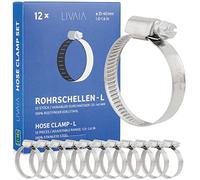 LIVAIA - Set de 12 colliers de serrage en acier inoxydable ajustable de 25mm à 40mm - Collier de serrage pour tuyaux - Argenté