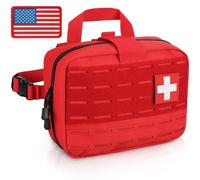LIVANS Pochette médicale tactique Molle de taille améliorée, premiers secours, grande capacité IFAK EMT détachable à libération rapide avec support d'appui-tête, drapeau et patch croisé, rouge, taille
