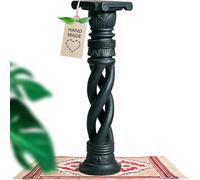 Livasia colonne en bois de Bali, piédestal, support pot, colonne décorative, faite main et durable, avec un look antique, noir (80 cm)